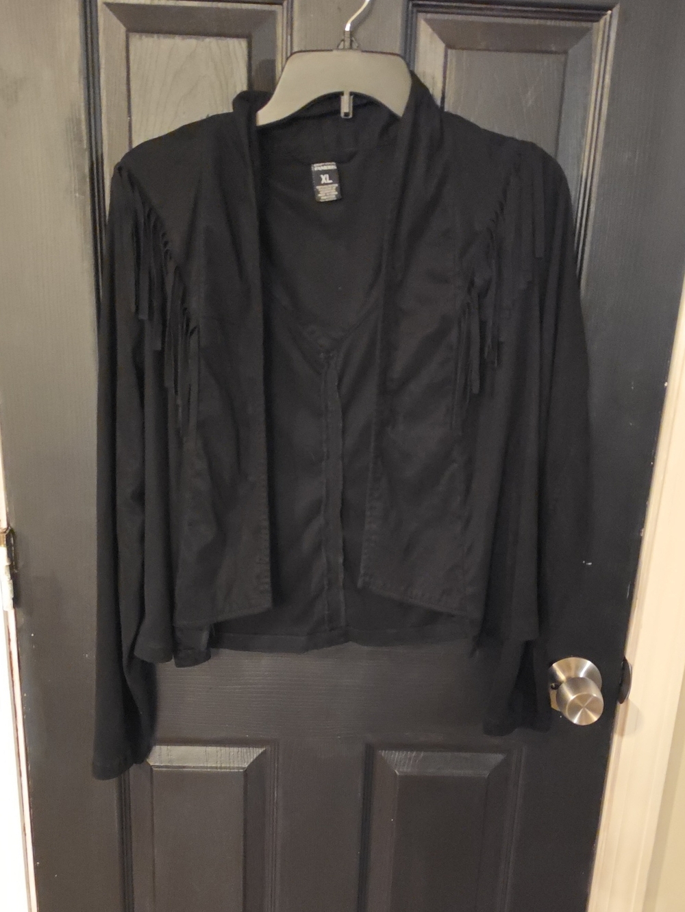 Almost Famous Black Fringe Open Front Cardigan